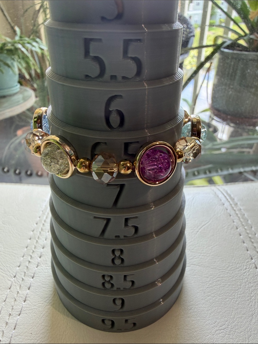 Gold-Tone Multistone Stretch Bracelet with Pink Accent